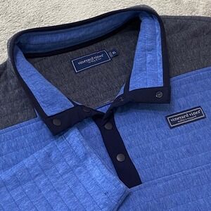 Vineyard Vines Men's XL Quilted Shep 1/4 Zip Pullover Long Sleeve Blue Gray